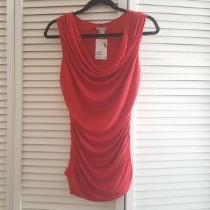 H&M red drop neck blouse size M